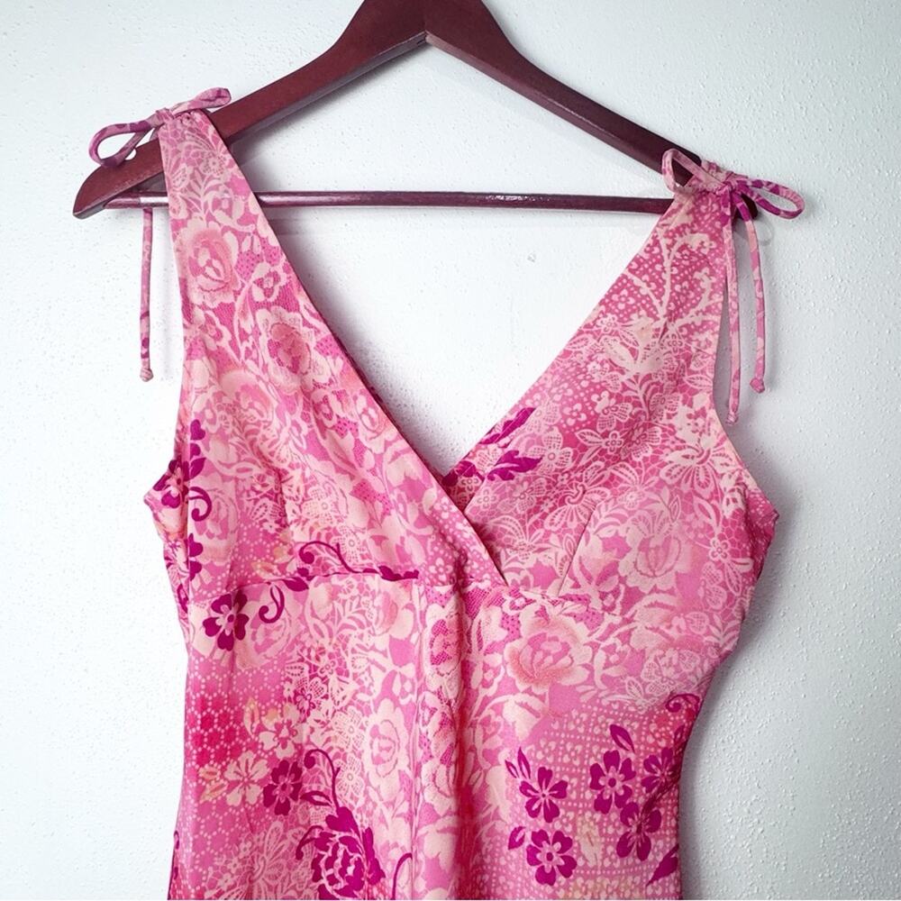 Vintage Pink Floral Sleeveless Ruffle Hem Midi Dress Women’s Size Medium - Picture 5 of 14